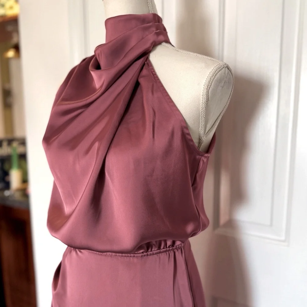 “HELLO MOLLY” Asymmetric Cowl Neck Halter Mini Dress